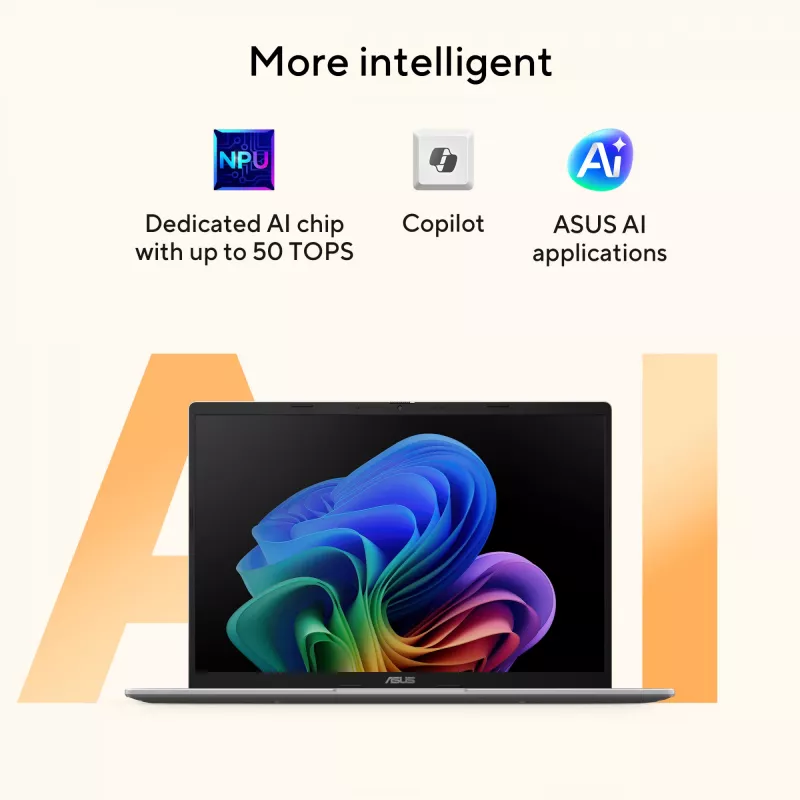 ASUS Vivobook 14 M1407GA-LY012W Copilot+ PC AMD Ryzen™ AI 7 445 Laptop 35.6 cm (14 inch) WUXGA 16 GB DDR5-SDRAM 512 GB SSD Wi-Fi 6 (802.11ax) Windows 11 Home Dutch Silver