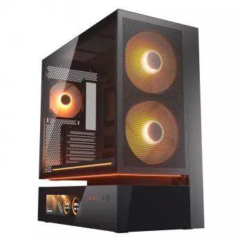 COUGAR PC Midi Tower Case CFV235 Vision — ARGB, 9.16 inch (23.3 cm) LCD 1920×462, Mesh, Front 2×160 mm, Rear 1×120 mm, Black