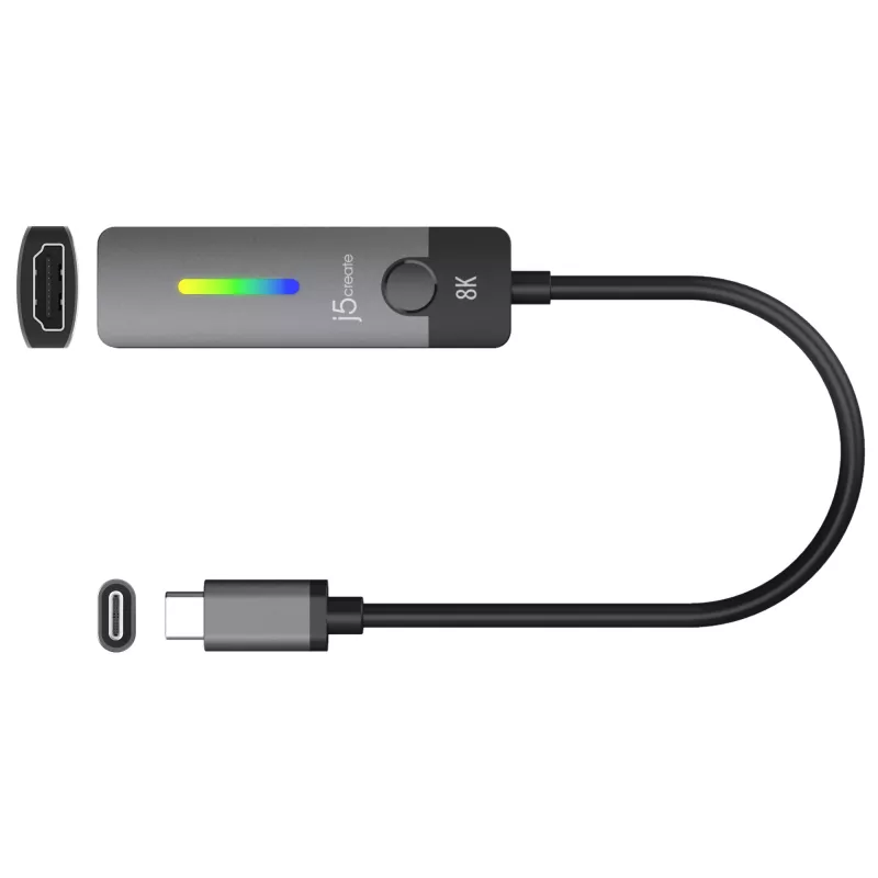 j5create JCA157-N USB-C to HDMI 2.1 8K Adapter, 10 cm