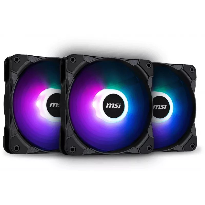 MSI MAX F12A-3 120mm ARGB Fan Kit - Case Accessory '3x 120mm ARGB PWM Fans, 600-1500 RPM, Mystic Lighting Sync'