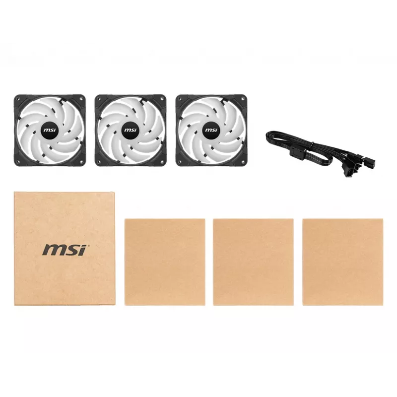 MSI MAX F12A-3 120mm ARGB Fan Kit - Case Accessory '3x 120mm ARGB PWM Fans, 600-1500 RPM, Mystic Lighting Sync'