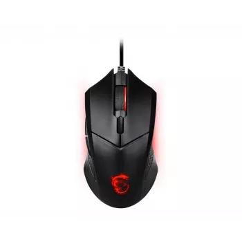 MSI CLUTCH GM08 Optical Gaming Mouse '4200 DPI Optical Sensor, 6 Programmable button, Symmetrical design, Durable switch with 10+ Million Clicks, Weight Adjustable, Red LED'