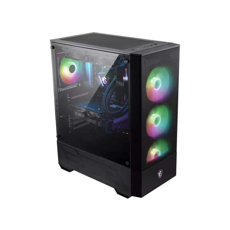 MSI MAG FORGE 111R Mid Tower Gaming Computer Case 'Black, 1x 120mm ARGB PWM Fan, 1-6 ARGB Hub, Mystic Light Sync, Tempered Glass Panel, ATX, mATX, mini-ITX'