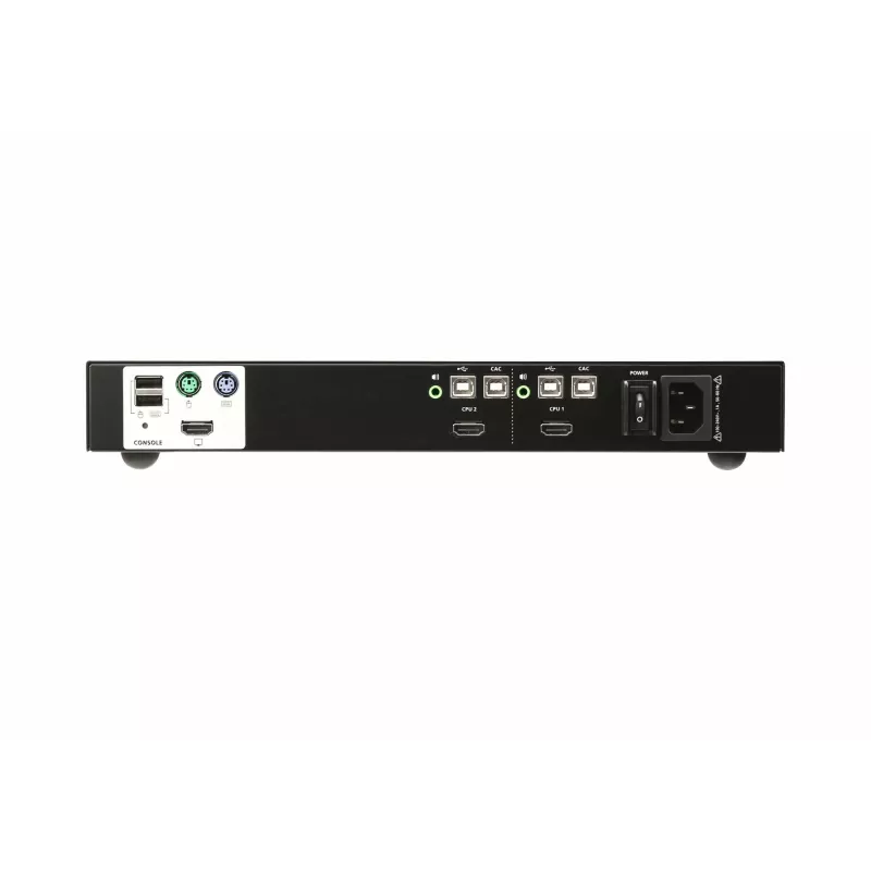 ATEN 2-Port USB HDMI Secure KVM Switch, 3840 x 2160 pixels, 4K Ultra HD, Rack mounting, 2.4 W, 1U, Black