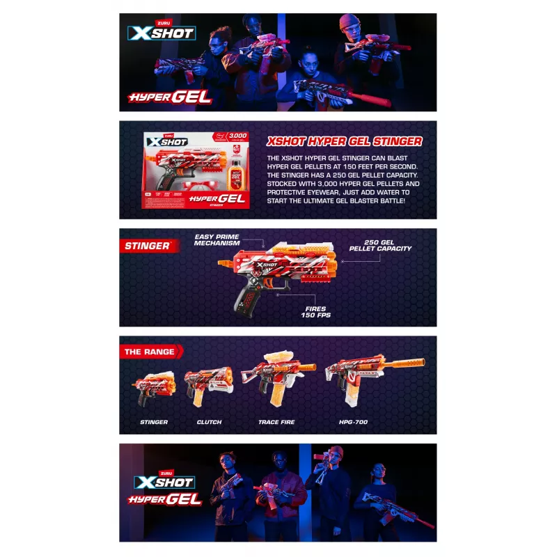 XSHOT Hyper Gel Stinger Blaster (3,000 Hyper Gel Pellets) ZURU