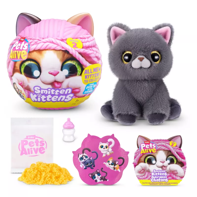 Toy cat Zuru Pets Alive Smitten Kittens Series 2 — interactive sounding toy, for ages 3+, AAA batteries