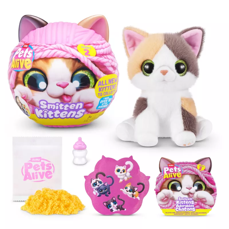 Toy cat Zuru Pets Alive Smitten Kittens Series 2 — interactive sounding toy, for ages 3+, AAA batteries