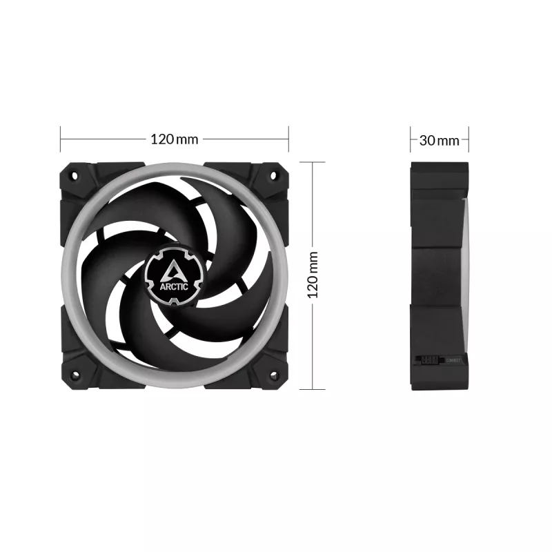 ARCTIC BioniX P120 A-RGB 120 mm Case Fan, 3-Pack, Black