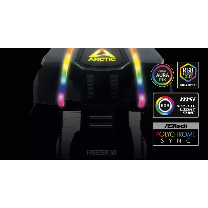 ARCTIC Freezer 50 incl. A-RGB Controller - Multi Compatible Dual Tower CPU Cooler with A-RGB