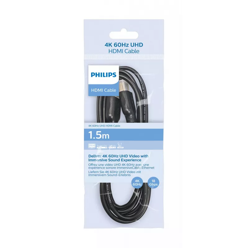 HDMI Cable Philips SWV5510/00 1.5m Type A Male 18 Gbit/s Black