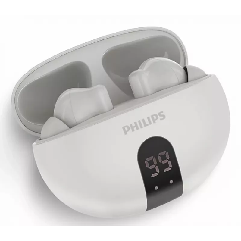 Wireless in-ear headset Philips TAT2520WT/00 — Bluetooth, for calls and music, 20–20000 Hz, 10 m range, white, 40 g