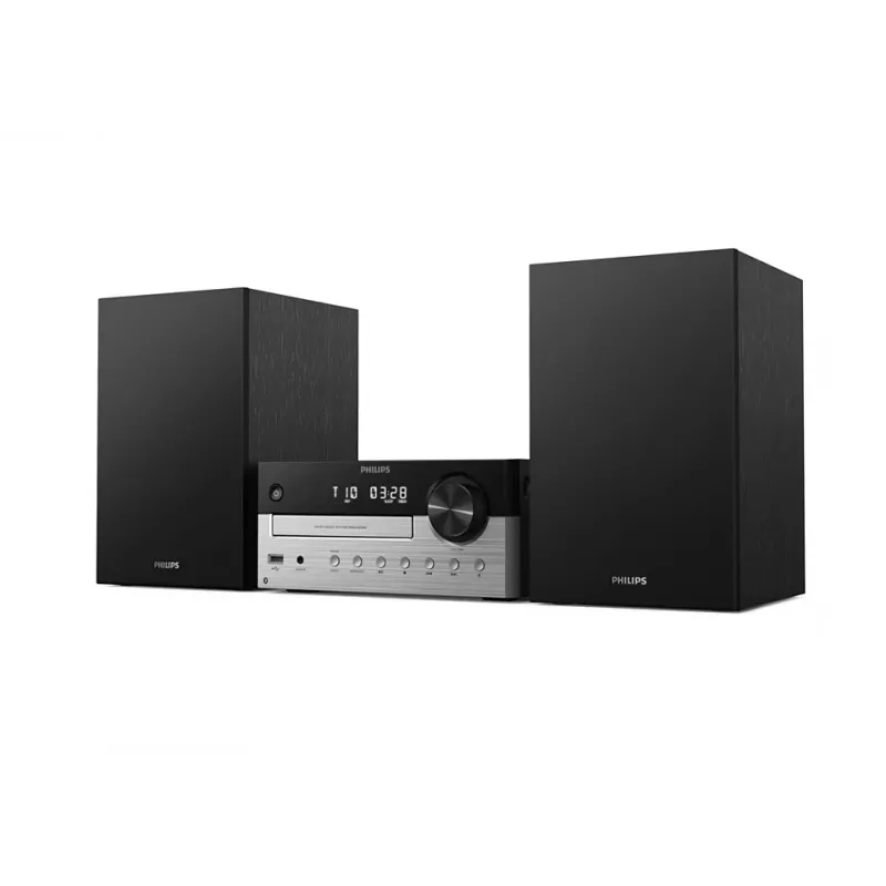 Home audio micro system Philips TAM4205M2/12 — 80 W RMS, 2-way speakers, Bluetooth, FM, LED display, tray disc loading (Black/Silver)