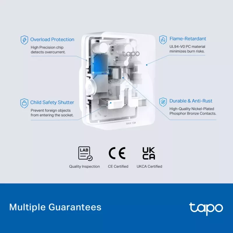 Smart plug TP‑Link Tapo Mini P110M — Wi‑Fi/Bluetooth indoor smart socket, 16 A, 100–240 V, 3680 W, white