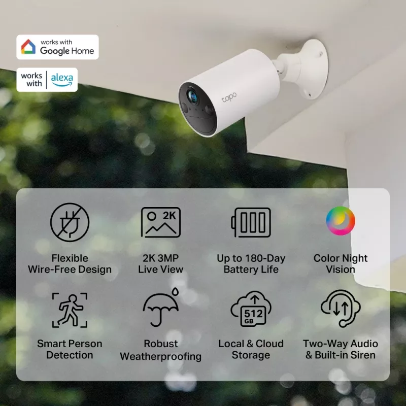 TP-Link Tapo C410 4-pack Bullet IP security camera Outdoor 2304 x 1296 pixels Ceiling/wall