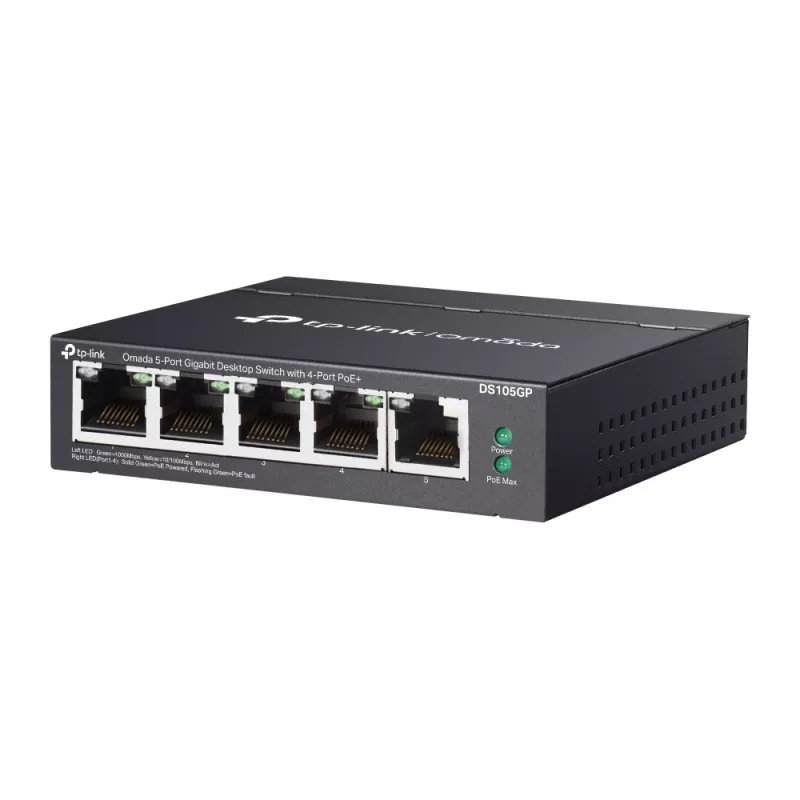 TP-Link Omada DS105GP network switch Unmanaged Gigabit Ethernet (10/100/1000) Power over Ethernet (PoE) Black