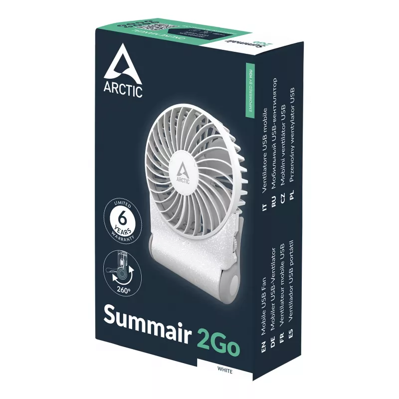 ARCTIC Summair 2Go - Powerful Handheld Fan with Extra-Long Battery Life