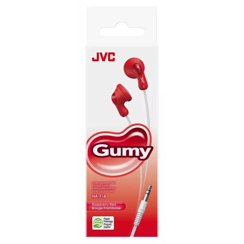 JVC F14 Gumy In Ear Wired Red, Wired, 16 - 20000 Hz, Music, 17.1 g, Headphones, Red