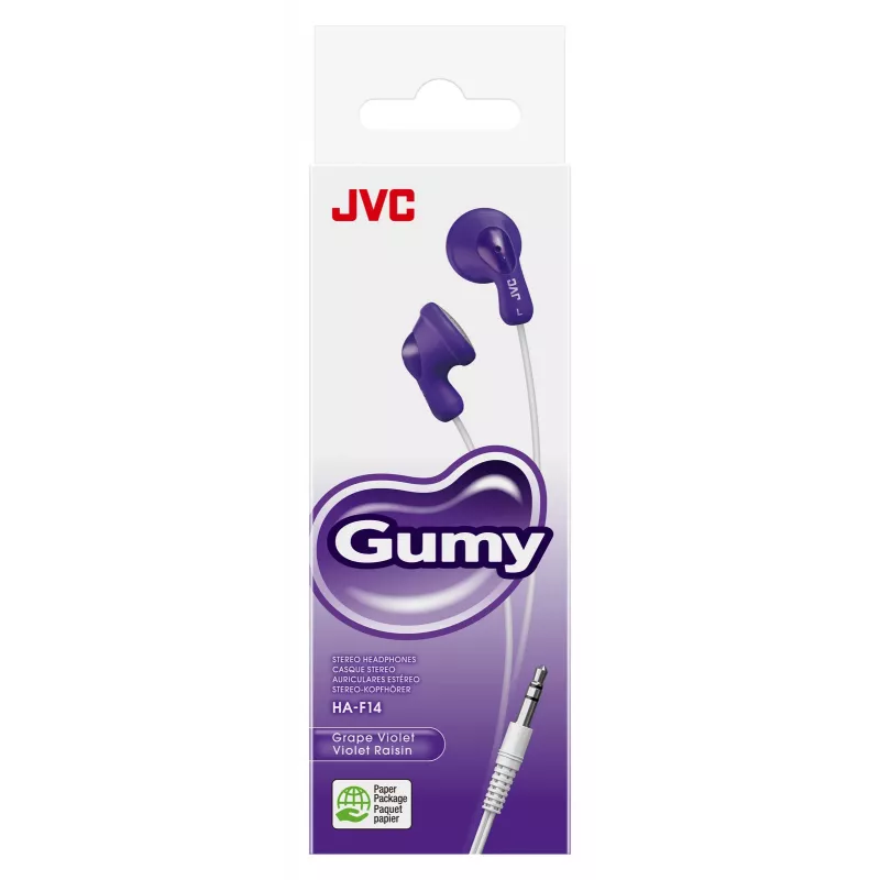 JVC F14 Gumy In Ear Wired Violet, Wired, 16 - 20000 Hz, Music, 17.1 g, Headphones, Violet