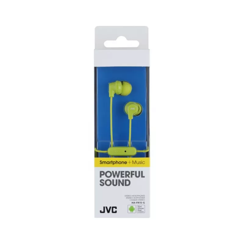 JVC HA-FR15-G-E Colourful inner ear headphones with remote & mic