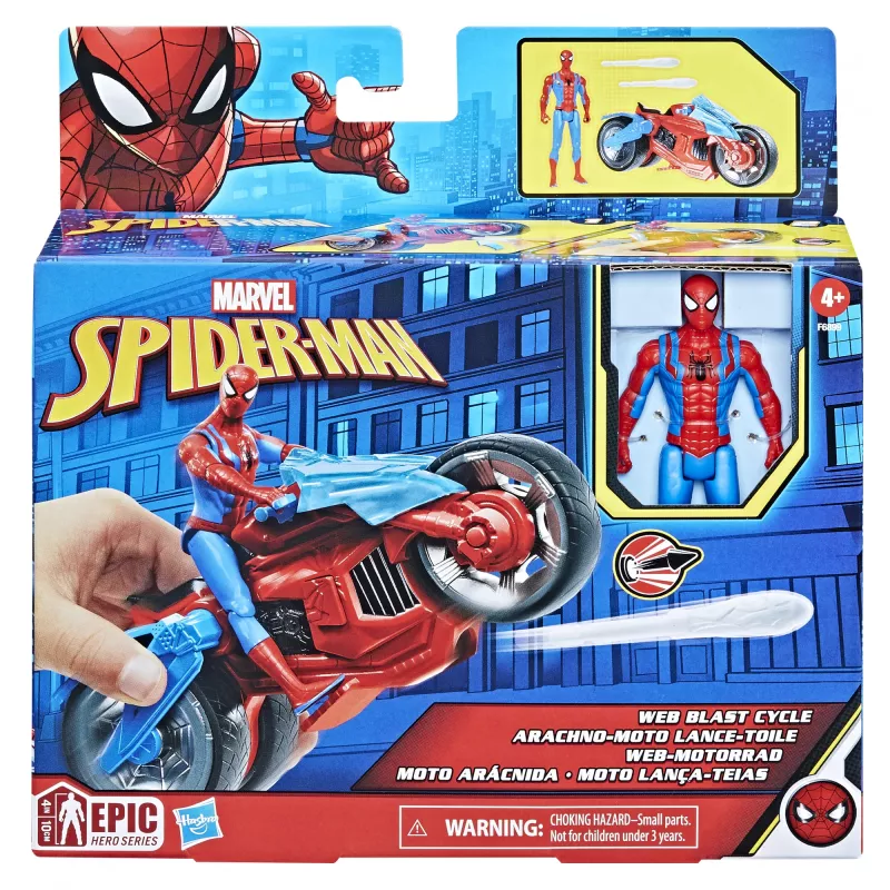Marvel Spider-Man Spider-Man Web Blast Cycle Kids Playset with Poseable Spider-Man Action Figure