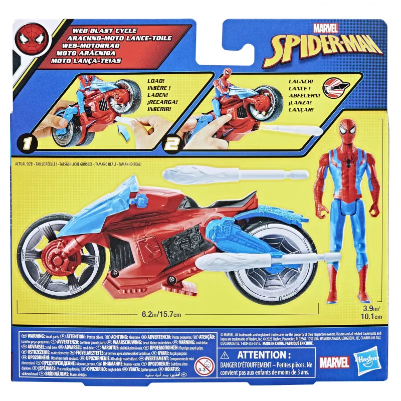 Marvel Spider-Man Spider-Man Web Blast Cycle Kids Playset with Poseable Spider-Man Action Figure