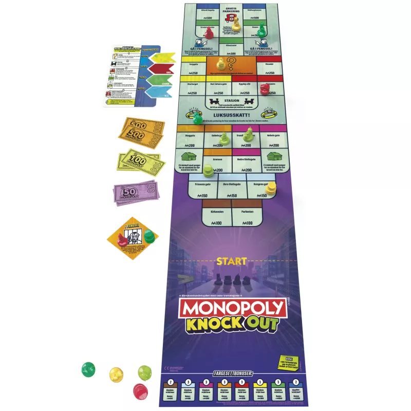 Monopoly Knockout Family Party Game, Quick-Playing Board Games for Ages 8+, 2-8 Players, 20 Mins.