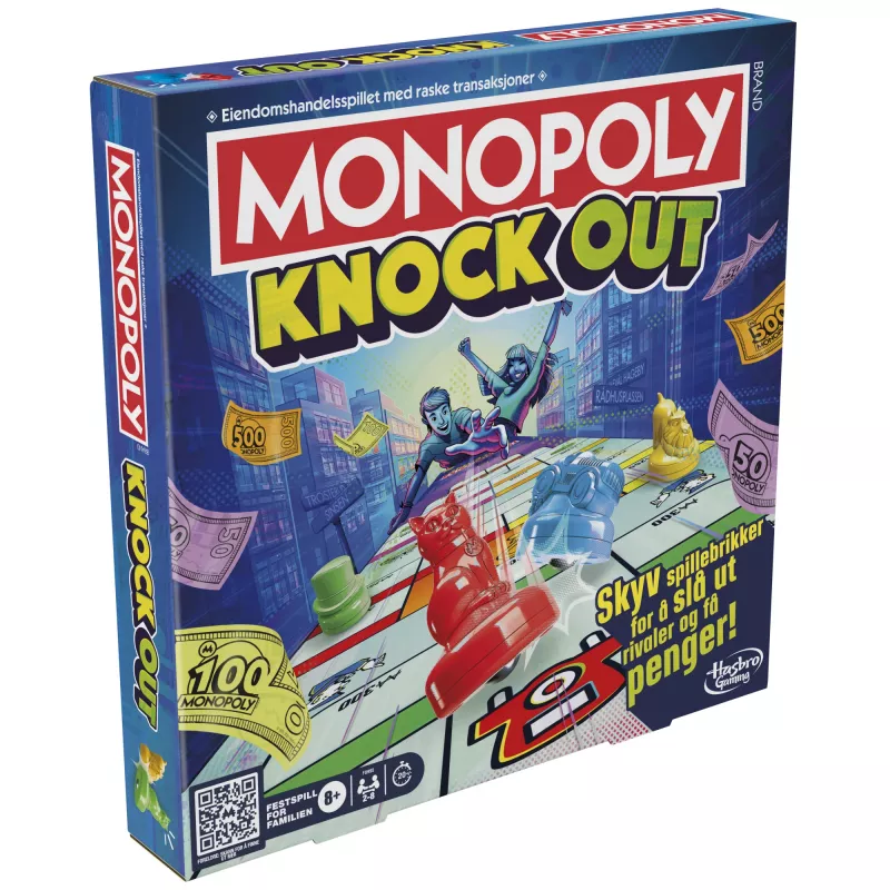 Monopoly Knockout Family Party Game, Quick-Playing Board Games for Ages 8+, 2-8 Players, 20 Mins.