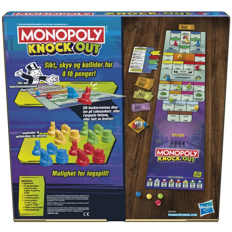 Monopoly Knockout Family Party Game, Quick-Playing Board Games for Ages 8+, 2-8 Players, 20 Mins.
