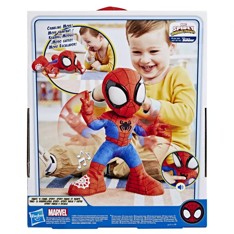 Marvel Spidey and His Amazing Friends Dance 'N Crawl Spidey, Interactive Plush Toy with Music & Sounds