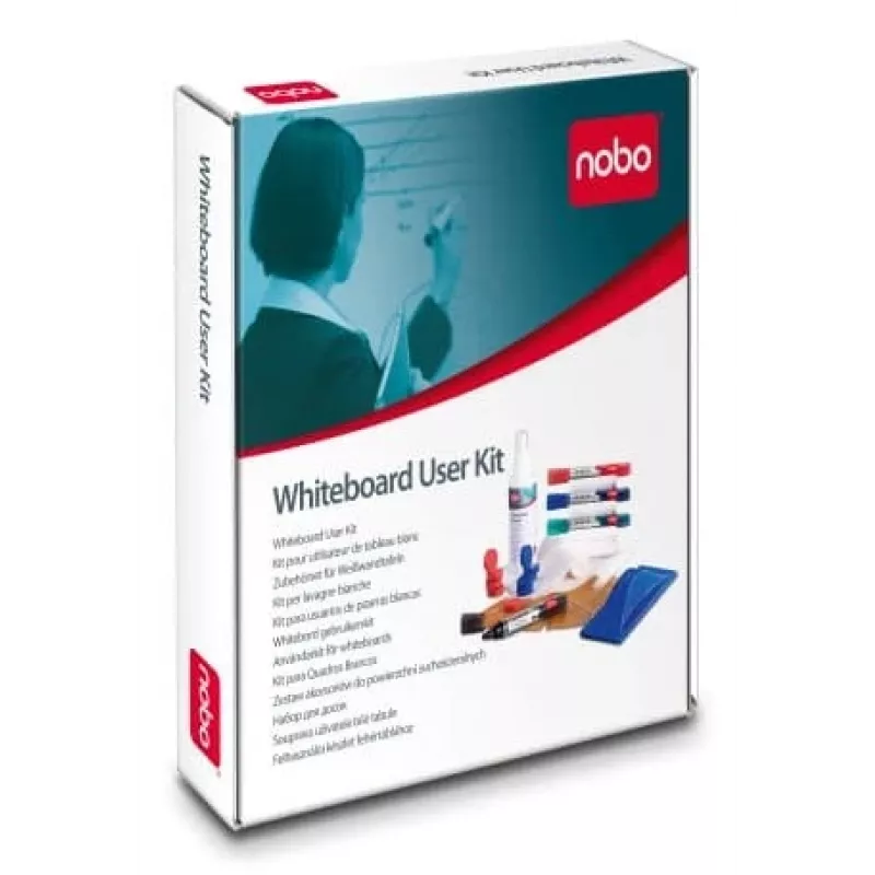 Nobo Whiteboard User Kit, Accessory set, Multicolour, Black, Blue, Green, Red, 610 g, Box, Board cleaning cloth, Board cleaning spray, Board eraser, Board magnet, Board marker