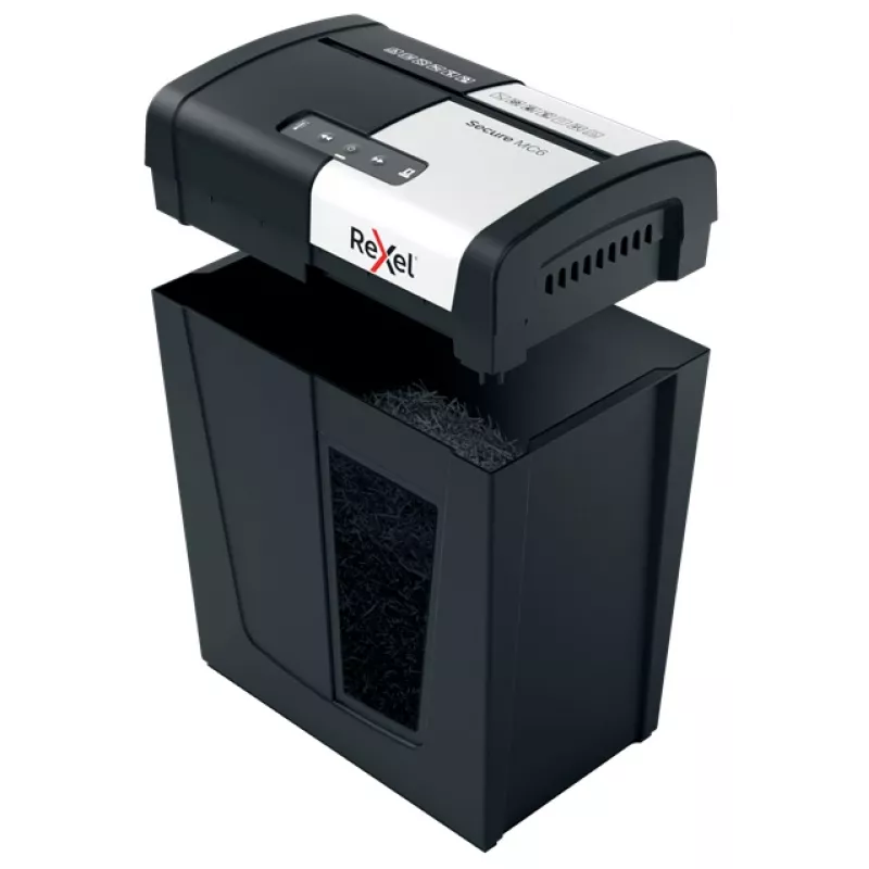 Rexel Secure MC6 Whisper-Shred Micro Cut Paper Shredder P5, Micro-cut shredding, 2 x 15 mm, 18 L, 175 sheets, 55 dB, Buttons