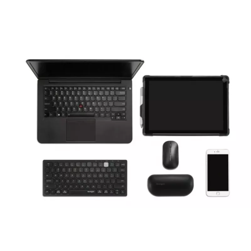 Kensington Dual Wireless Compact Keyboard - PN, Mini, Wireless, Bluetooth, QWERTY, Black