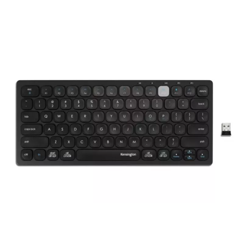 Kensington Dual Wireless Compact Keyboard - PN, Mini, Wireless, Bluetooth, QWERTY, Black