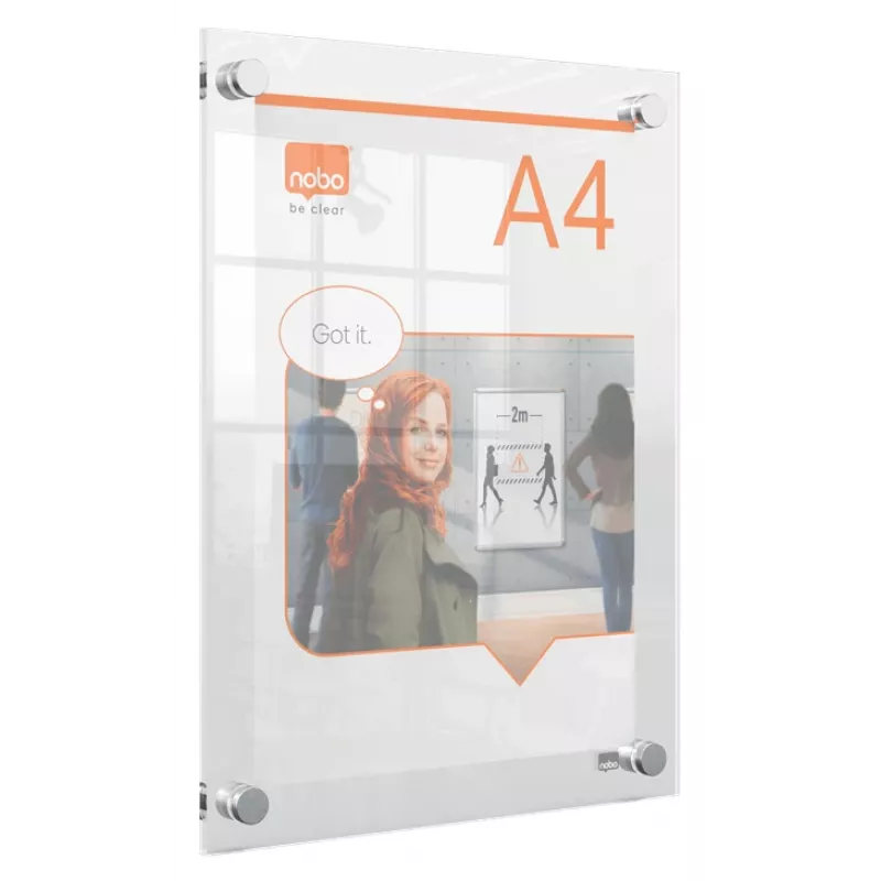 Nobo Premium Plus A4 Clear Acrylic Wall Mounted Poster Frame
