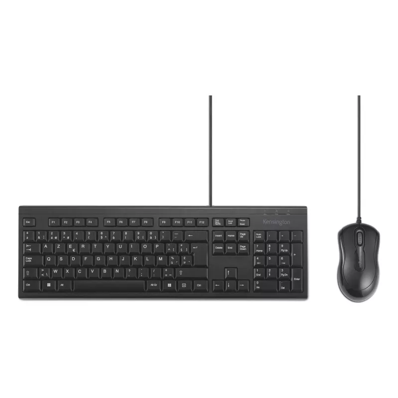 Kensington K75452BE, Wired, USB, Membrane, AZERTY, Black, Mouse included