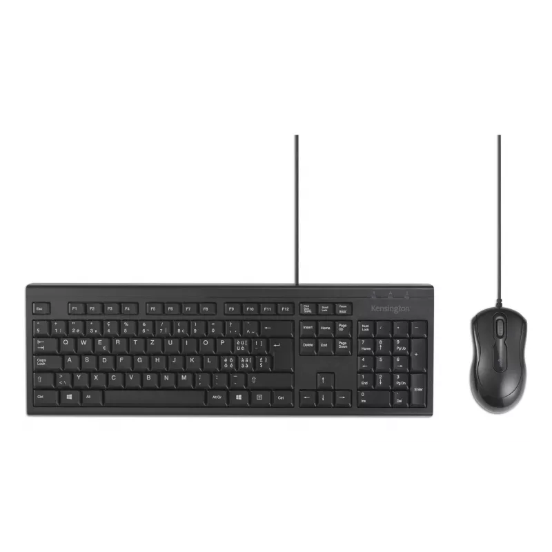 Kensington K75452CH, Wired, USB, Membrane, QWERTZ, Black, Mouse included