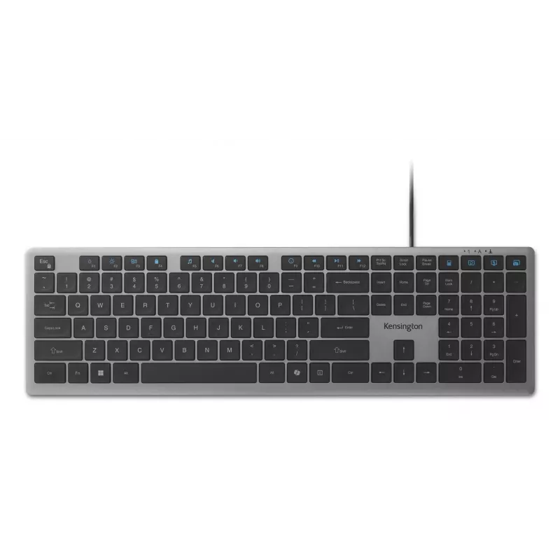 Kensington KB515 EQ USB-C/USB-A Wired Keyboard, Full-size (100%), Wired, USB, Scissor key switch, QWERTY, Grey