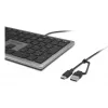 Kensington KB515 EQ USB-C/USB-A Wired Keyboard, Full-size (100%), Wired, USB, Scissor key switch, QWERTY, Grey