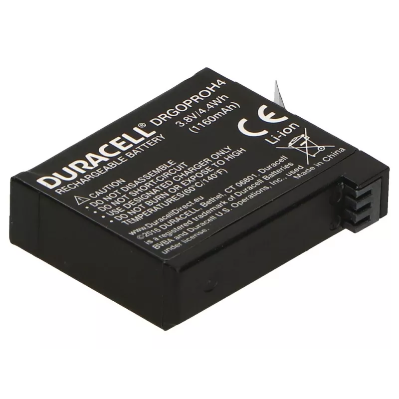 Duracell Camera Battery - replaces GoPro Hero 4 Battery, GoPro, 1160 mAh, 3.8 V, Lithium-Ion (Li-Ion)