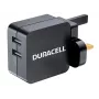 Duracell 2x2.4A USB Phone/Tablet Charger, Indoor, AC, 5 V, Black