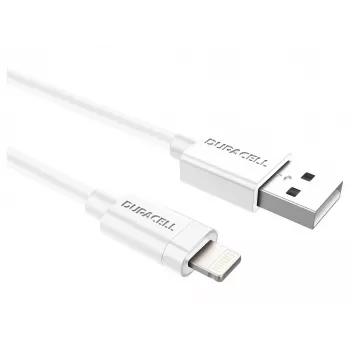 Duracell Sync/Charge Cable 1 Metre White, 1 m, USB A, Lightning, 2.0, White