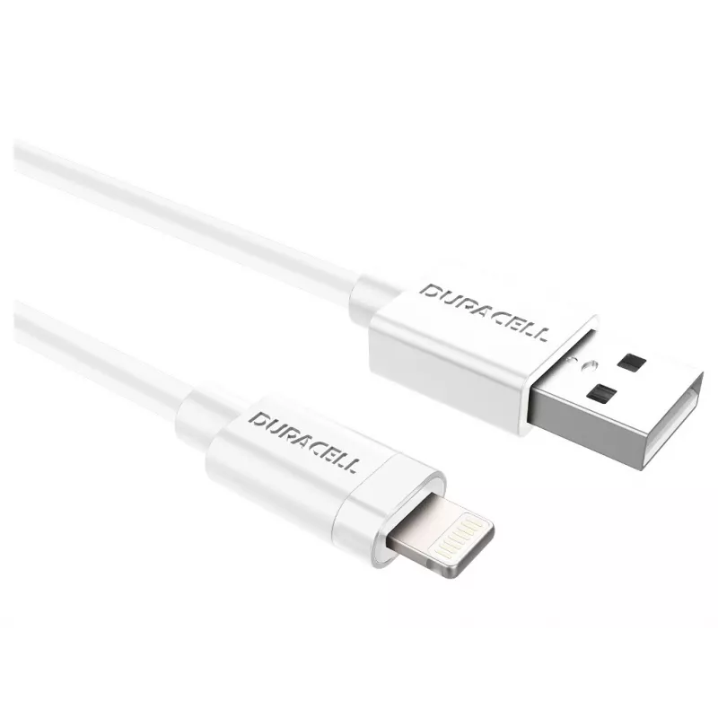 Duracell Sync/Charge Cable 1 Metre White, 1 m, USB A, Lightning, 2.0, White