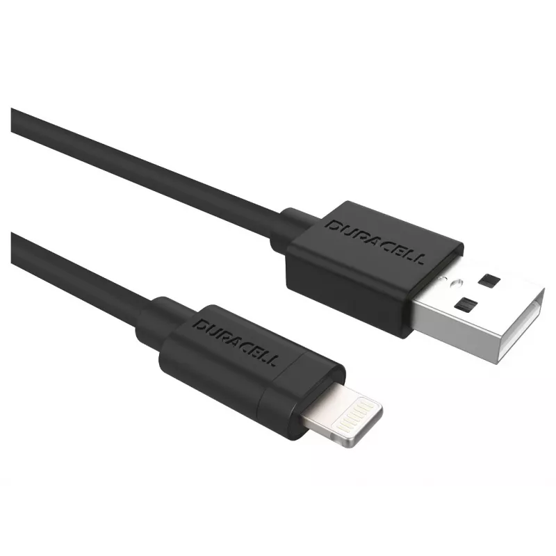 Duracell Sync/Charge Cable 2 Metre Black, 2 m, USB A, Lightning, 2.0, Black