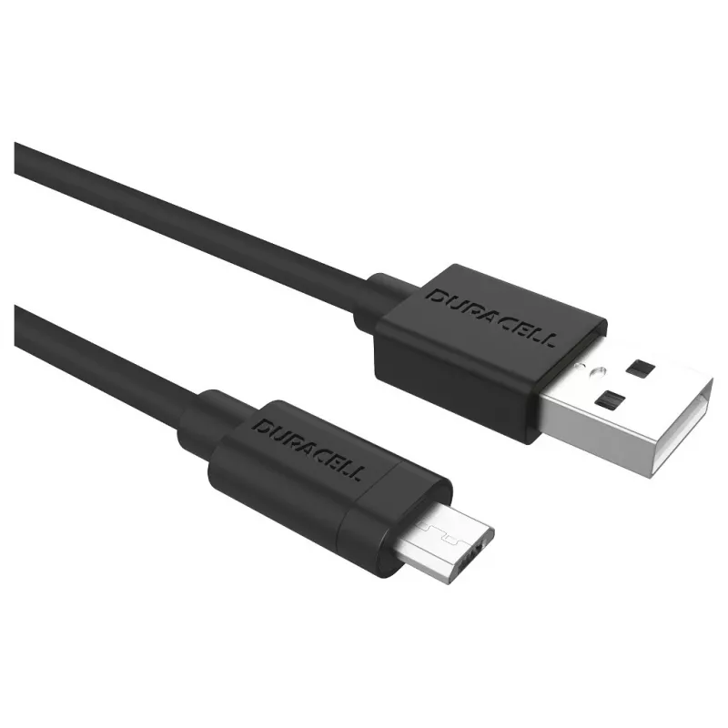 Duracell Sync/Charge Cable 2 Metre Black, 2 m, USB A, Micro-USB A, 2.0, Black
