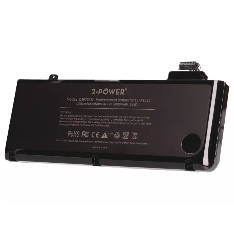 2-Power 10.95V 6000mAh Li-Polymer Laptop Battery, Battery, Apple MacBook Pro 13 inch A1278, Mid 2009 (EMC2326)