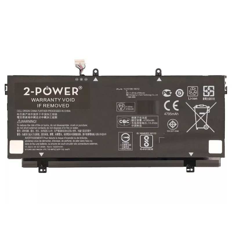 2-Power 11.55V 5020mAh Li-Polymer Laptop Battery, Battery, HP Spectre x360 13-ac000