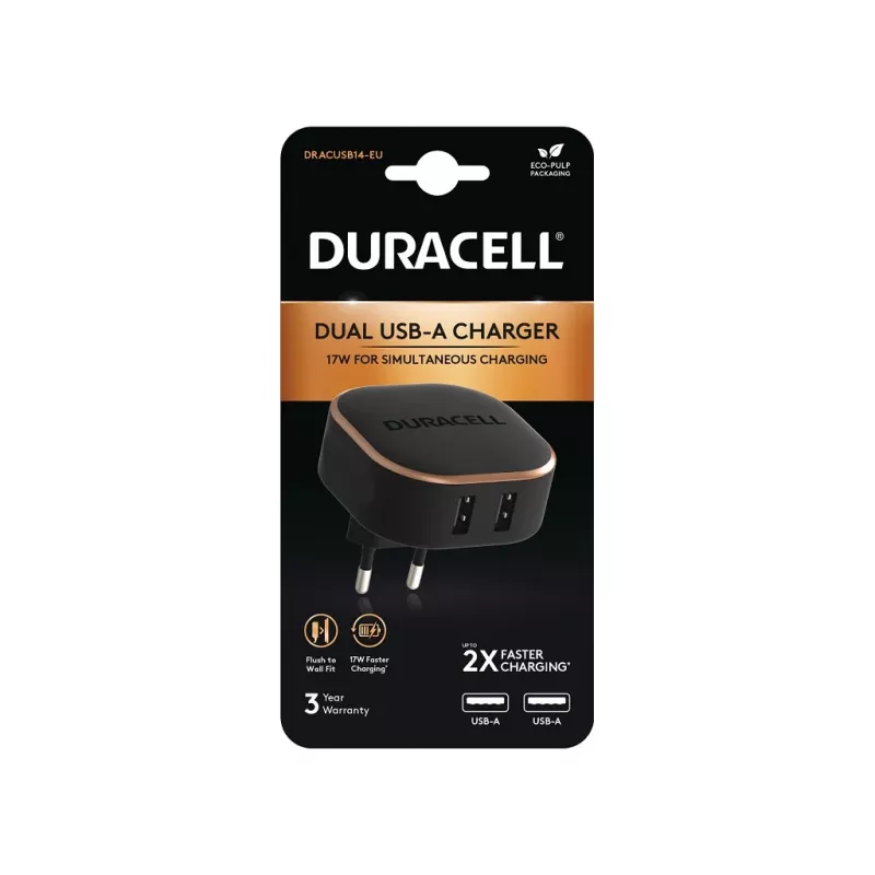 Duracell DRACUSB14-EU mobile device charger Black