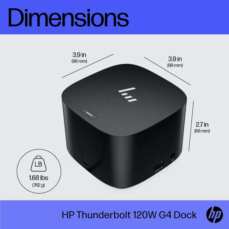 HP Thunderbolt Dock 120W G4, Wired, Thunderbolt 4, Black, Kensington, China, Thailand, Taiwan, Business