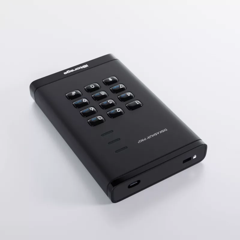 iStorage diskAshur PRO3 SSD 256-bit 2TB FIPS 140-3 Level 3, 2 TB, 2.5 inch, USB Type-A / USB Type-C, 3.2 Gen 1 (3.1 Gen 1), 448 MB/s, Black