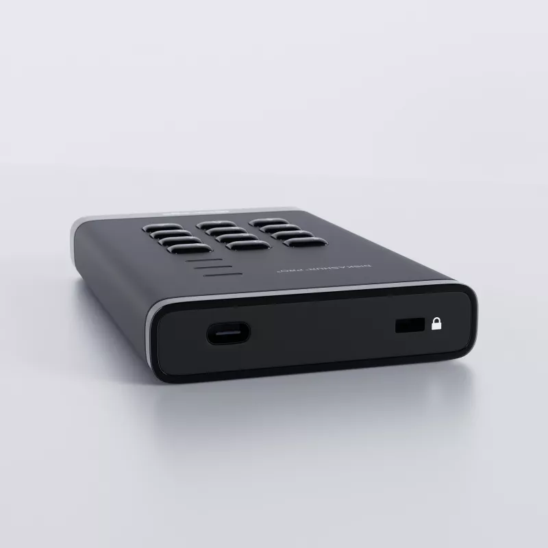 iStorage diskAshur PRO3 SSD 256-bit 2TB FIPS 140-3 Level 3, 2 TB, 2.5 inch, USB Type-A / USB Type-C, 3.2 Gen 1 (3.1 Gen 1), 448 MB/s, Black